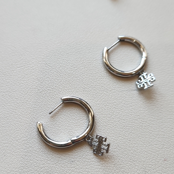 Tory Burch Britten Hoops Charm Earrings - Picture 2 of 3